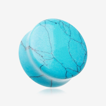 A Pair of Turquoise Stone Double Flared Ear Gauge Plug-Blue/Aqua